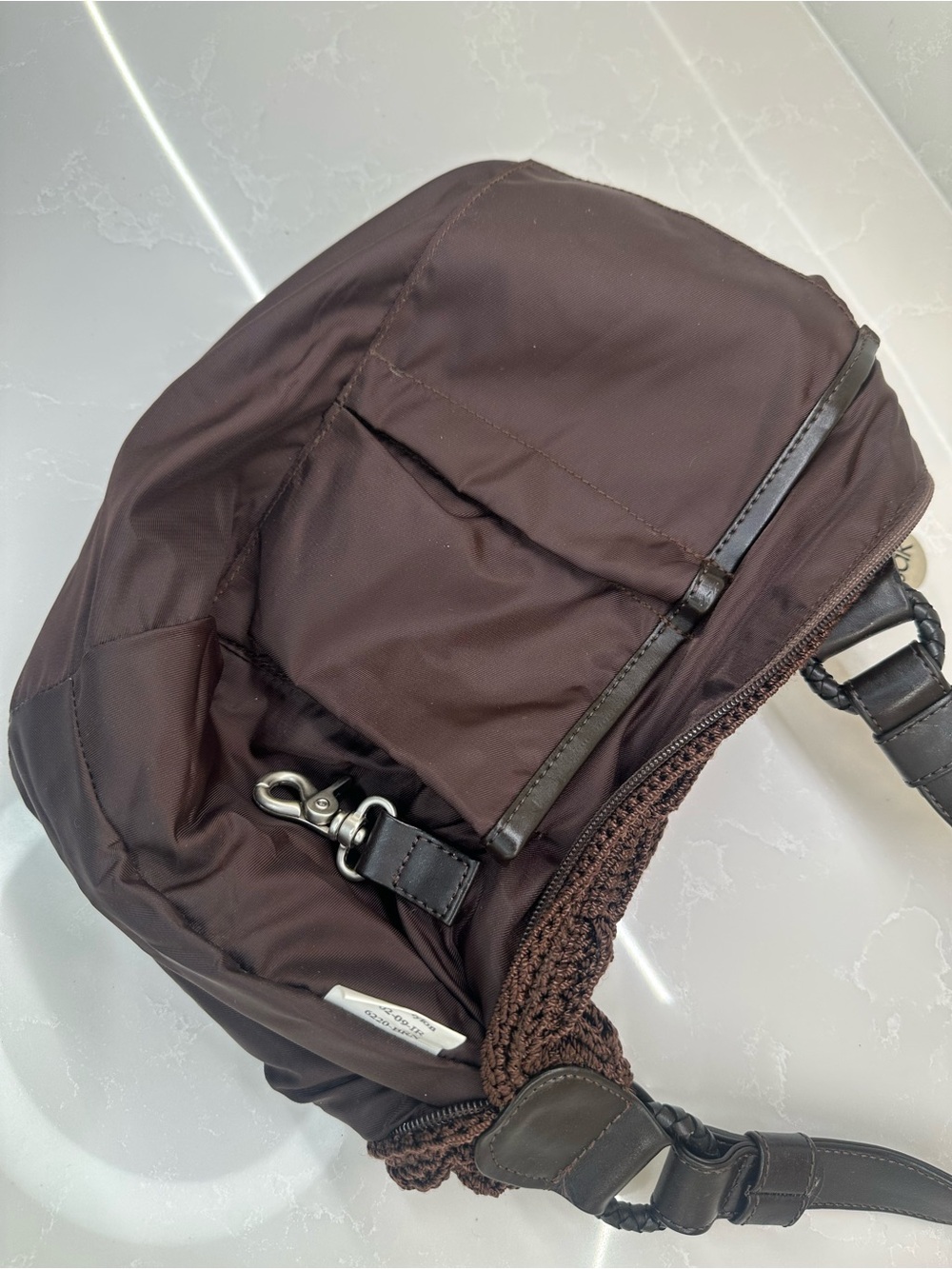 The Sak Vintage Brown Crochet Basketweave Hobo Shoulder Bag 6220 Good Condition - Picture 10 of 16